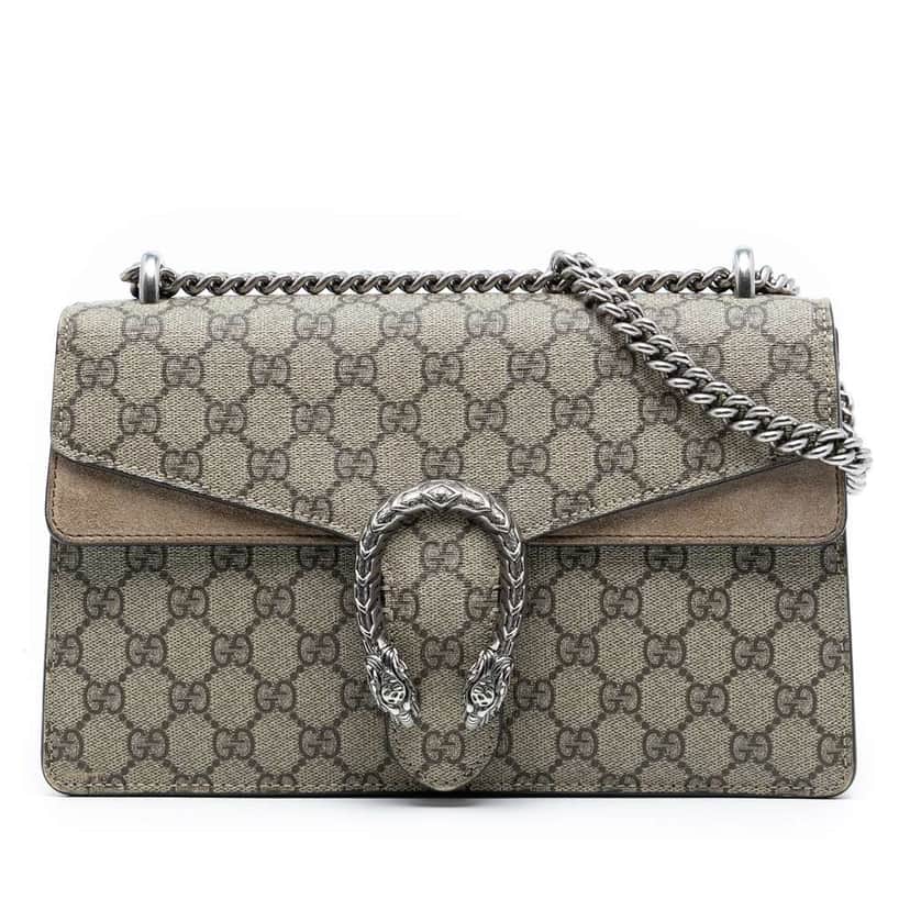 Gucci Medium GG Supreme Dionysus Shoulder Bag Brown Canvas Good condition - Front View