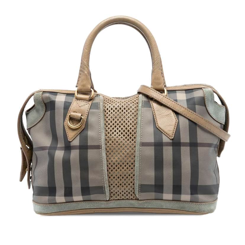 Burberry House Check Canvas Satchel Brown Canvas Very good condition - Front View