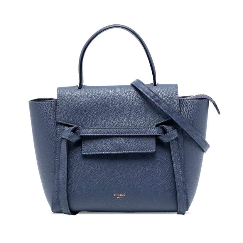 Celine Nano Grained Calfskin Belt Bag Blue Leather Good condition - Front View