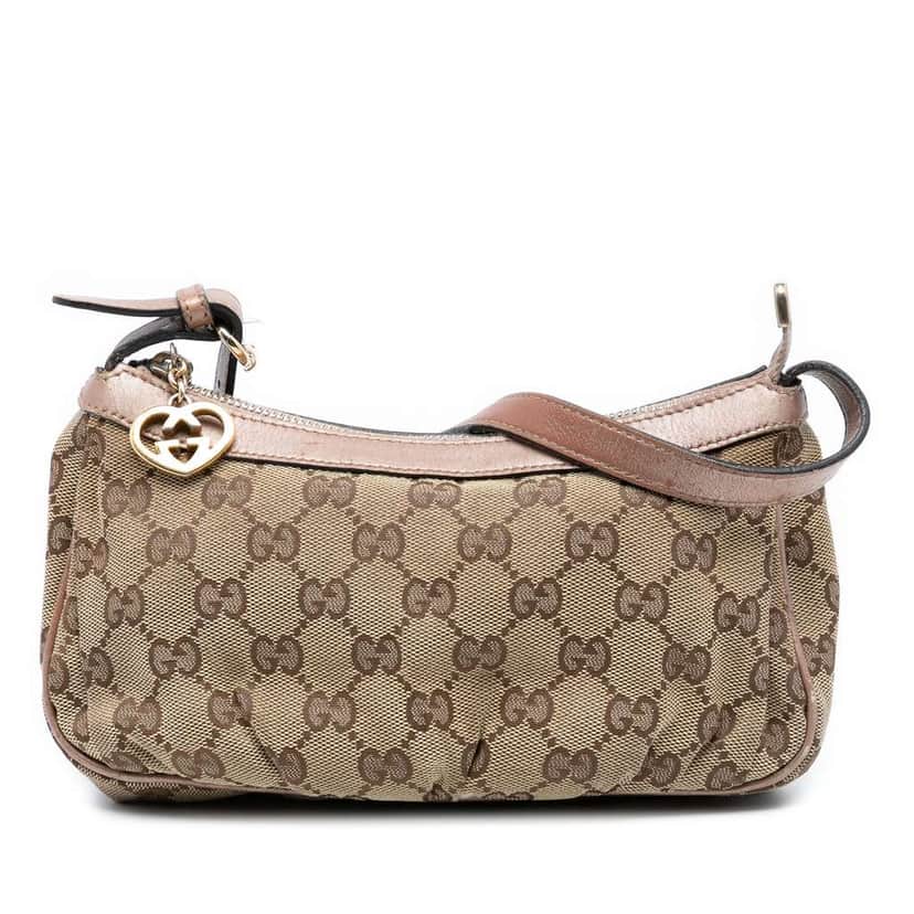 Gucci GG Canvas Lovely Heart Pochette Brown Canvas Good condition - Front View