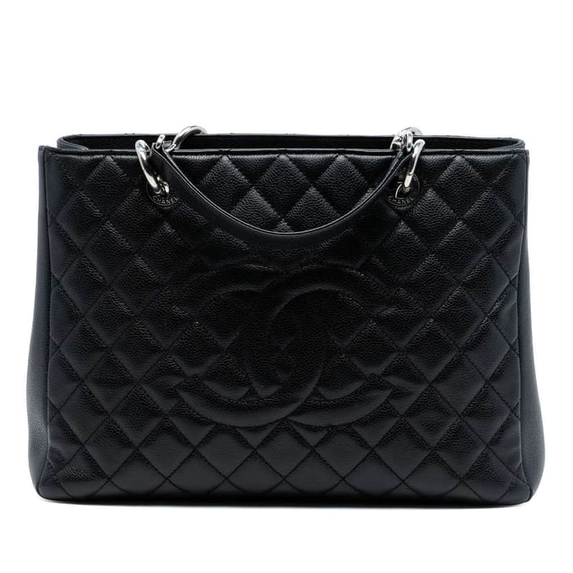 Chanel Caviar Grand Shopping Tote Black Leather Good condition - Front View