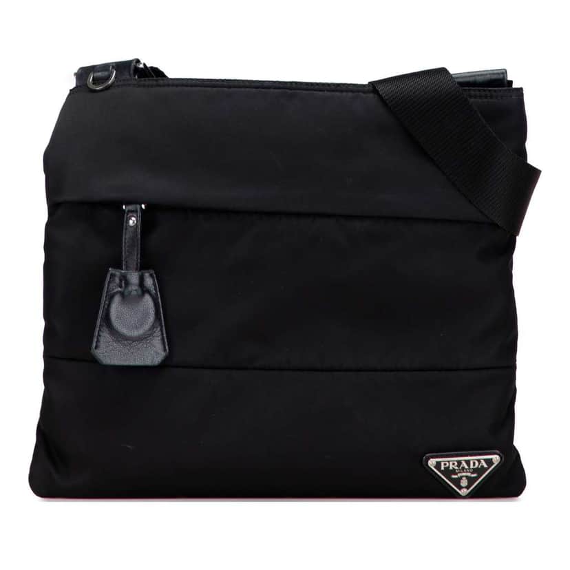 Prada Tessuto Zip Top Crossbody Black Good condition - Front View