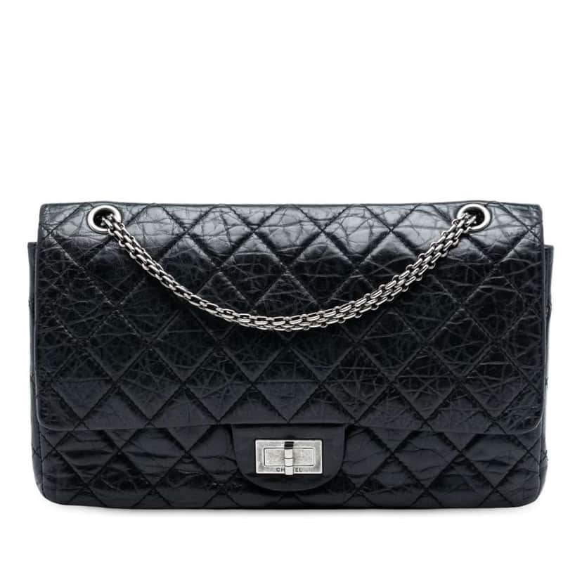 Chanel Reissue 2.55 Aged Calfskin Double Flap 227 Black Leather Good condition - Front View