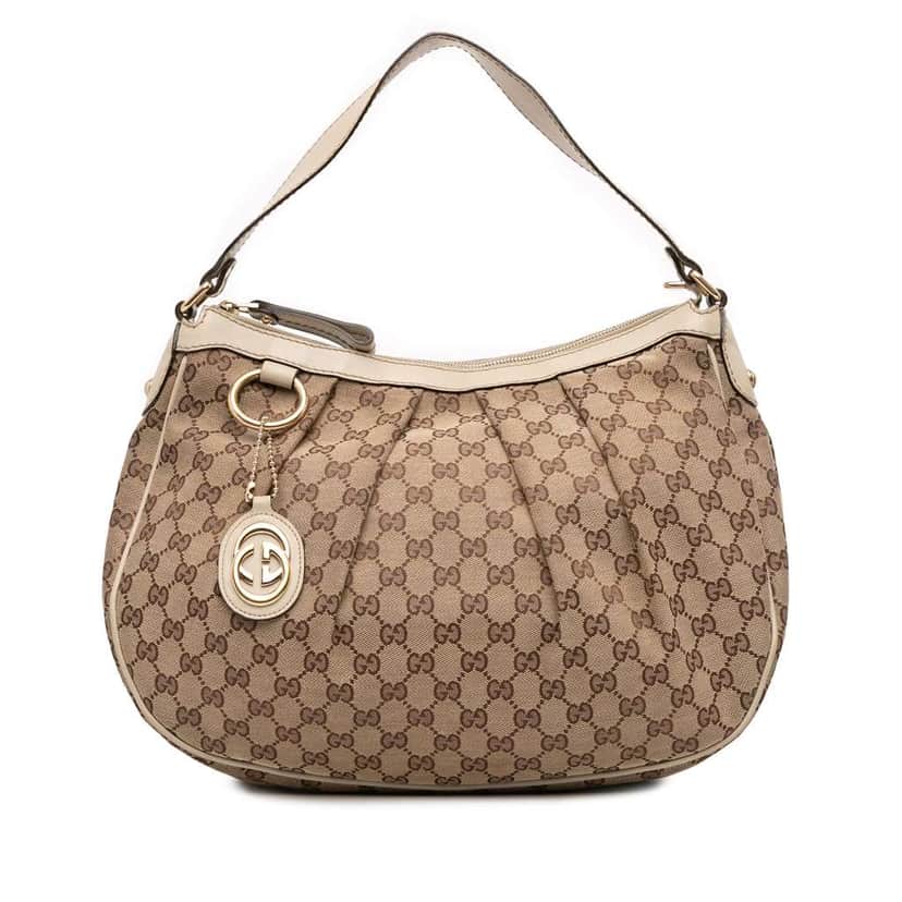 Gucci GG Canvas Sukey Shoulder Bag Brown Canvas Good condition - Front View