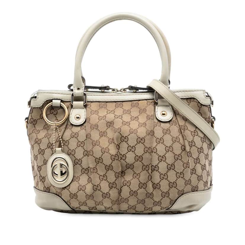 Gucci GG Canvas Sukey Satchel Brown Canvas Good condition - Front View