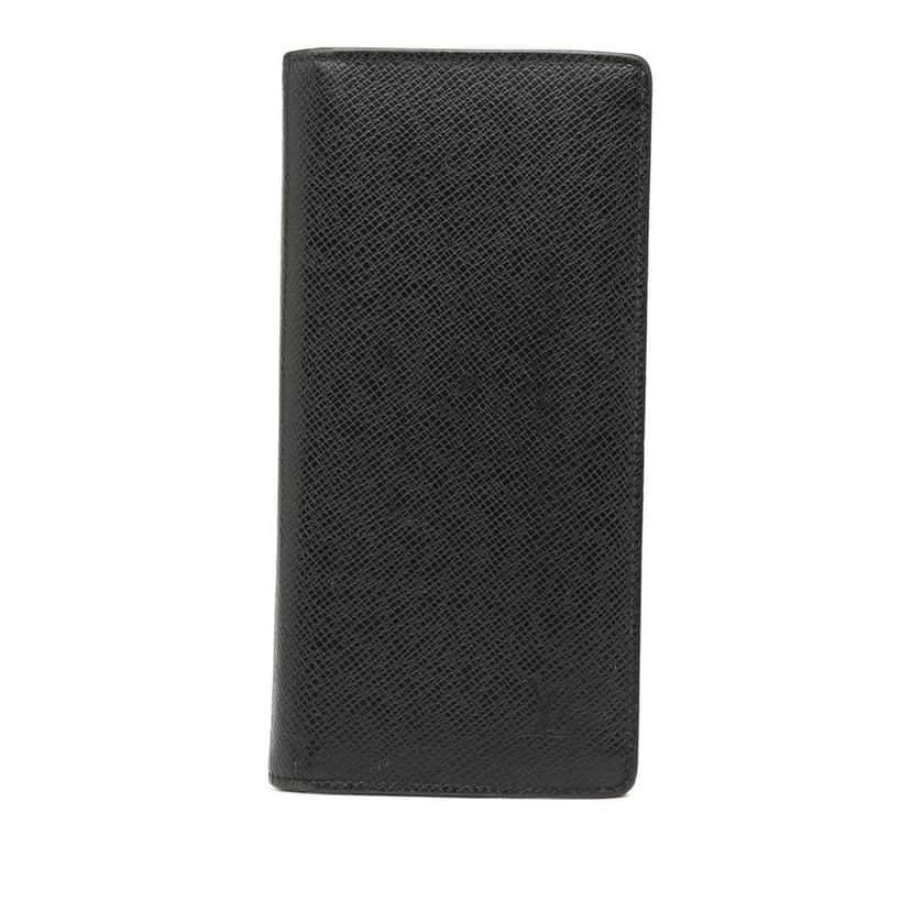 Louis Vuitton Taiga Brazza Wallet Black Leather Good condition - Front View