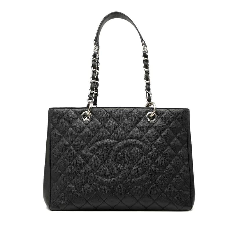 Chanel Caviar Grand Shopping Tote Black Leather Good condition - Front View