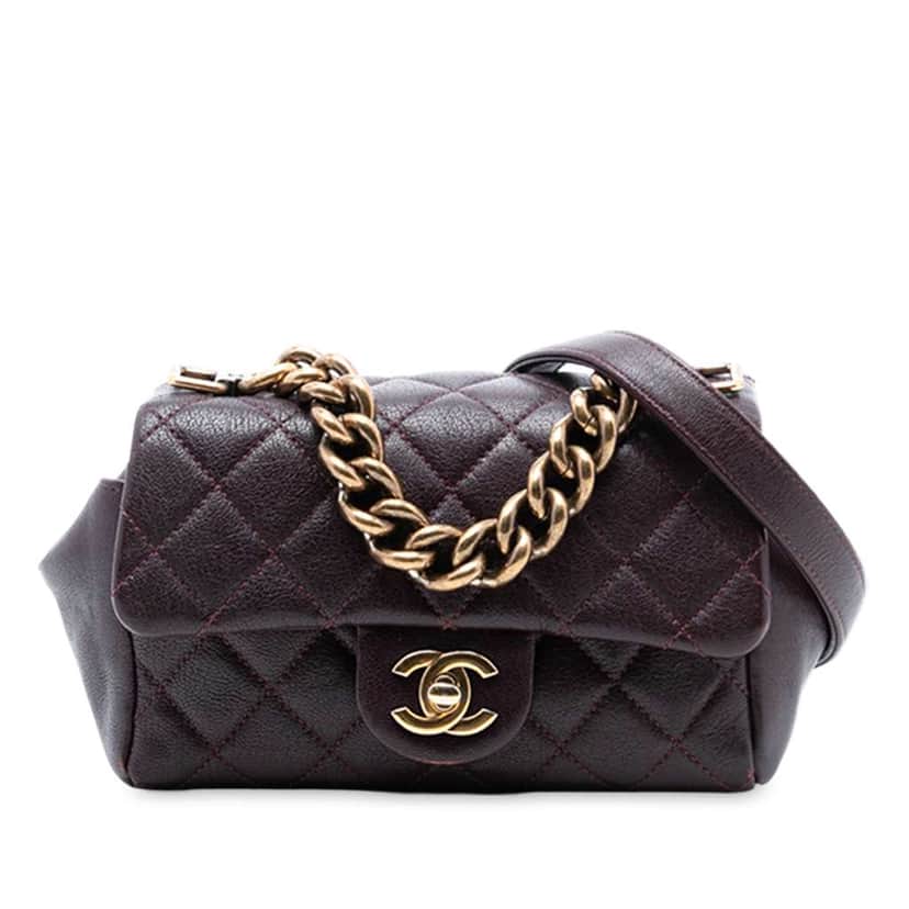 Chanel Mini Quilted Sheepskin Trapezio Flap Red Leather Very good condition - Front View