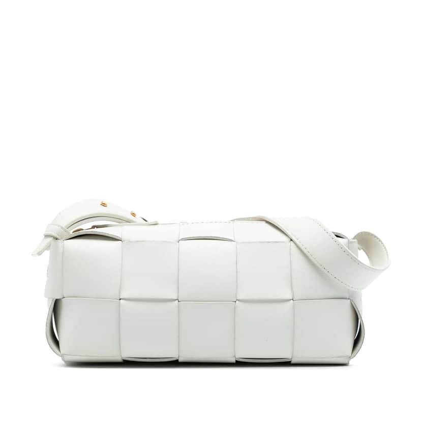 Bottega Veneta Small Lambskin Intrecciato Brick Cassette White Leather Very good condition - Front View