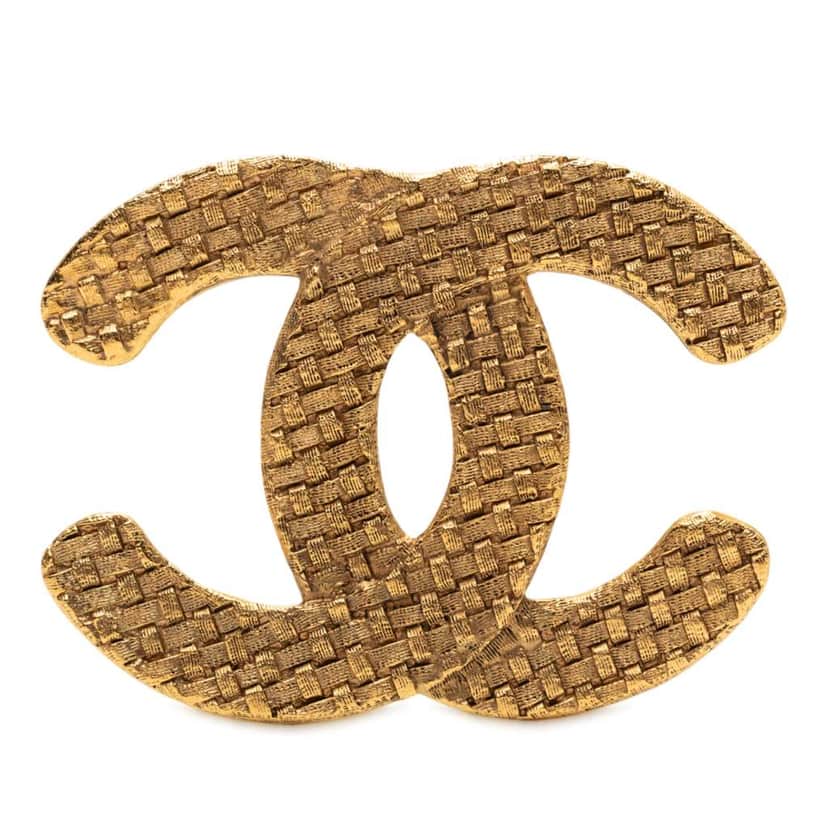 Chanel CC Gold Plated Woven Brooch Gold Metal Very good condition - Front View