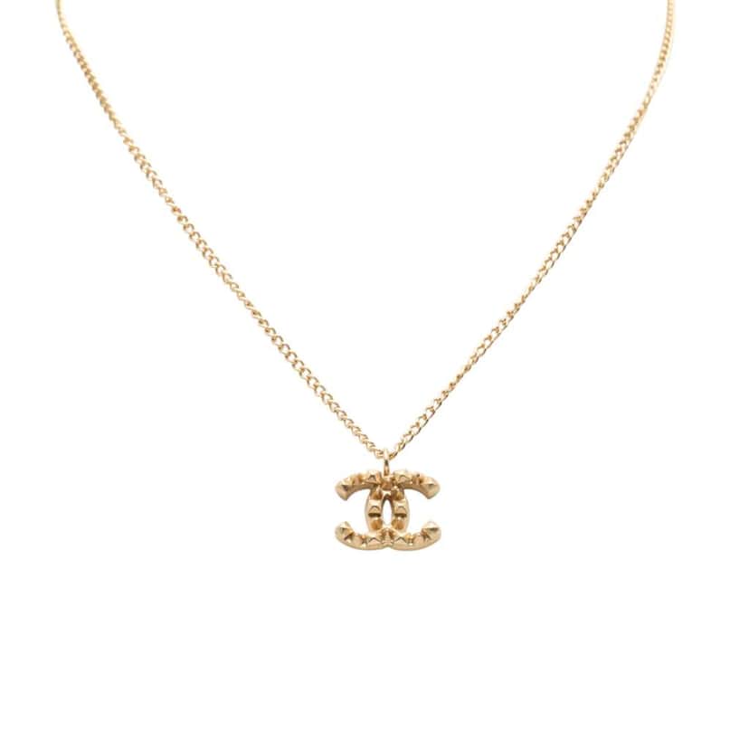 Chanel CC Gold Plated Pendant Necklace Gold Metal Good condition - Front View