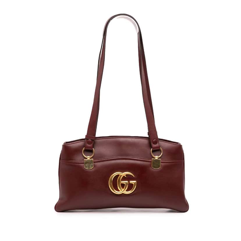Gucci Large Leather Arli Shoulder Bag Red Leather Good condition - Front View