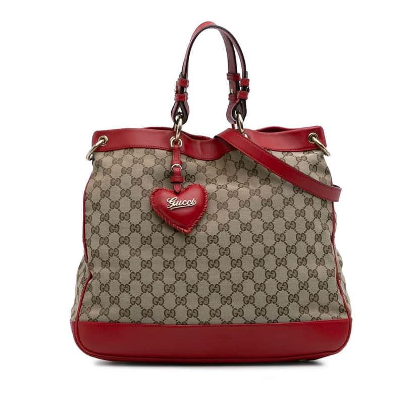 Gucci Medium GG Canvas Valentine Top Handle Bag Brown Canvas Good condition - Front View