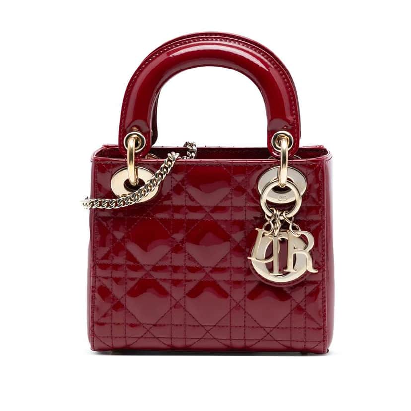 Dior Mini Patent Cannage Lady Dior Red Leather Good condition - Front View