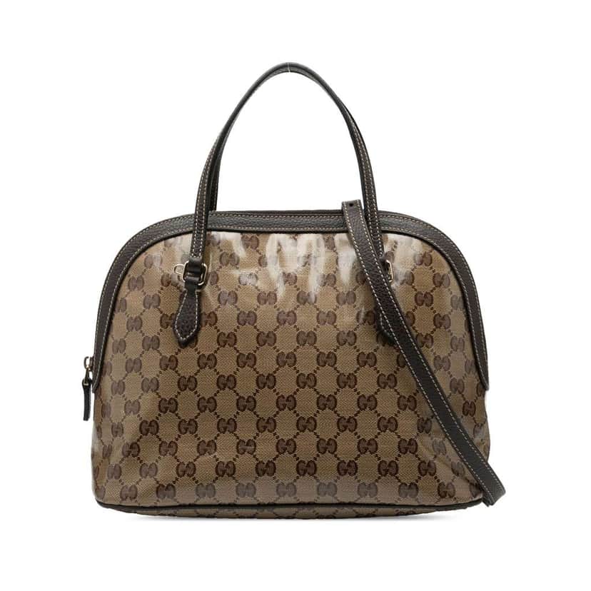 Gucci Medium GG Crystal Dome Satchel Brown Leather Good condition - Front View