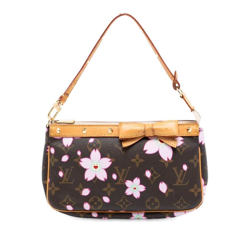 Louis Vuitton Takashi Murakami Monogram Cherry Blossom Pochette Accessoires Brown Good condition - Front View