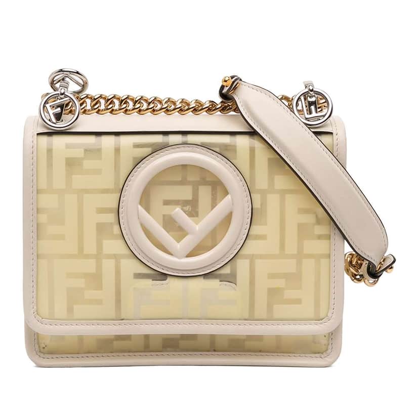 Fendi Small Zucca PVC Kan I F Crossbody White Very good condition - Front View