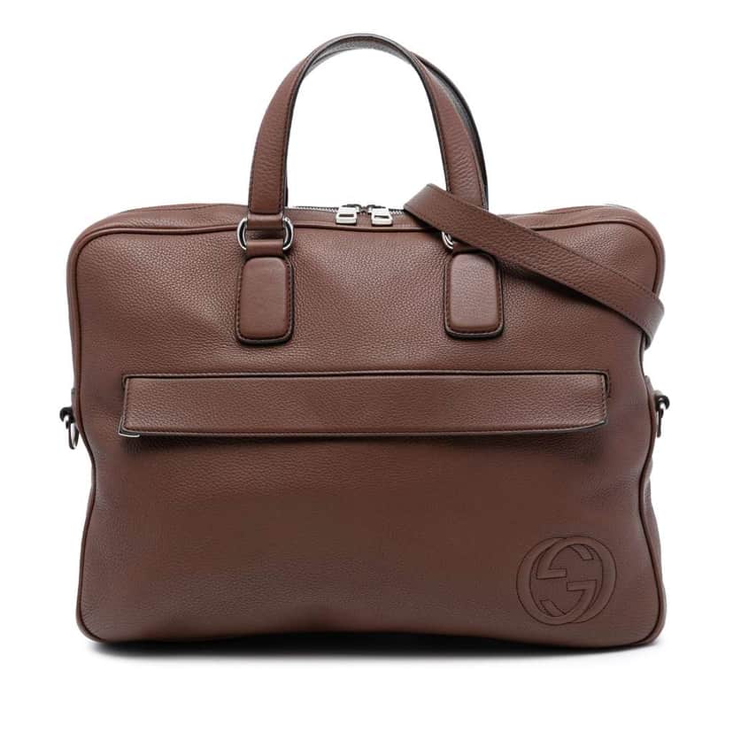 Gucci Leather Soho Briefcase Brown Leather Good condition - Front View