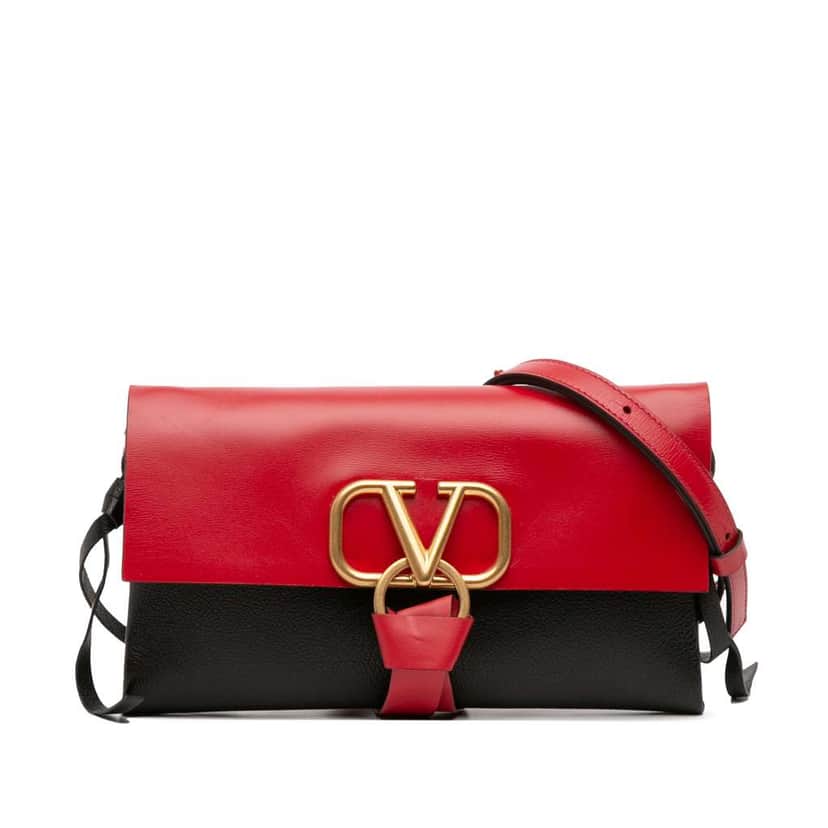 Valentino Leather VRing Crossbody Red Leather Good condition - Front View