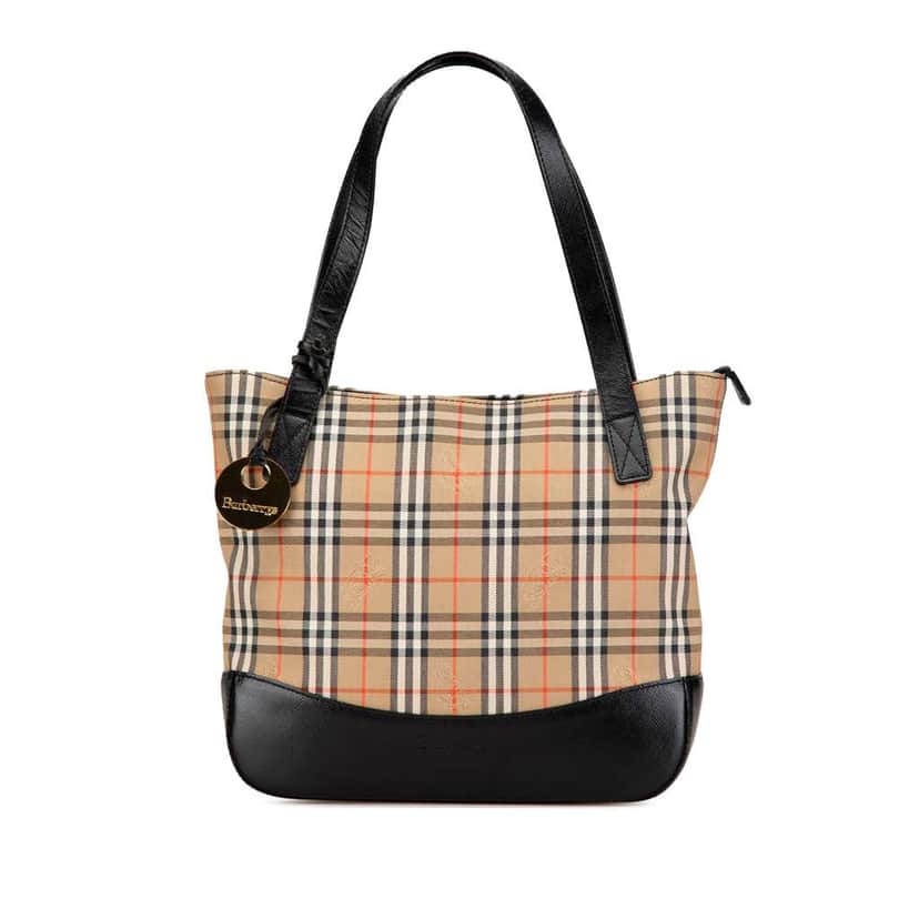 Burberry Haymarket Check Canvas Handbag Brown Canvas Good condition - Front View