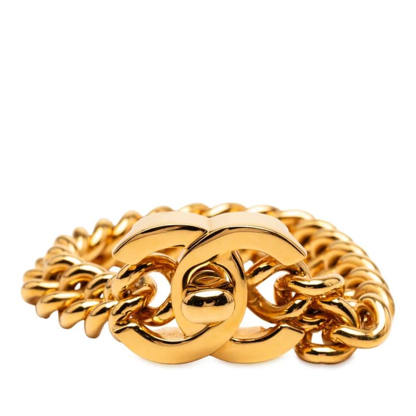 Chanel Gold Plated CC Turn Lock Bracelet Gold Metal Good condition - Front View