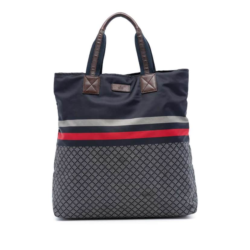 Gucci Diamante Web Nylon Tote Blue Very good condition - Front View