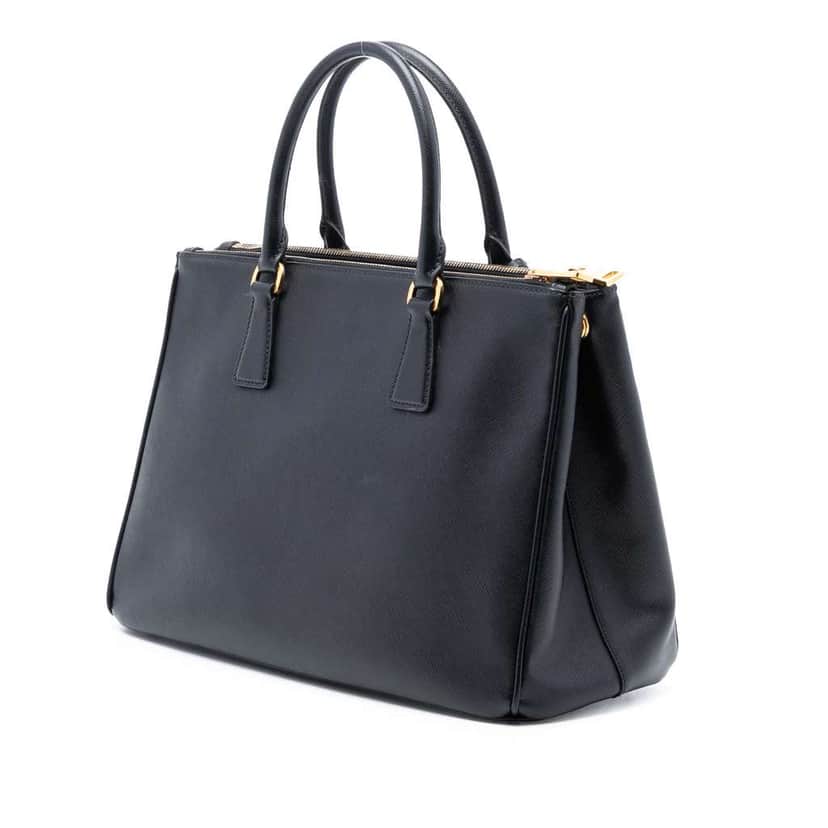 Prada Medium Saffiano Lux Galleria Double Zip Satchel Black Leather Good condition - Front View