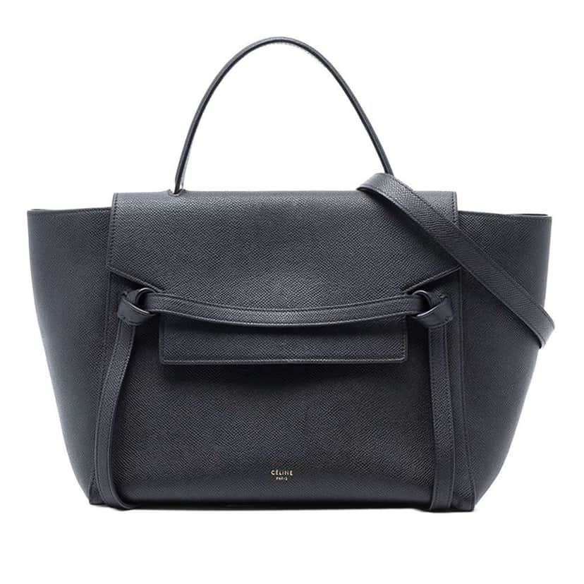 Celine Mini Grained Calfskin Belt Bag Black Leather Good condition - Front View