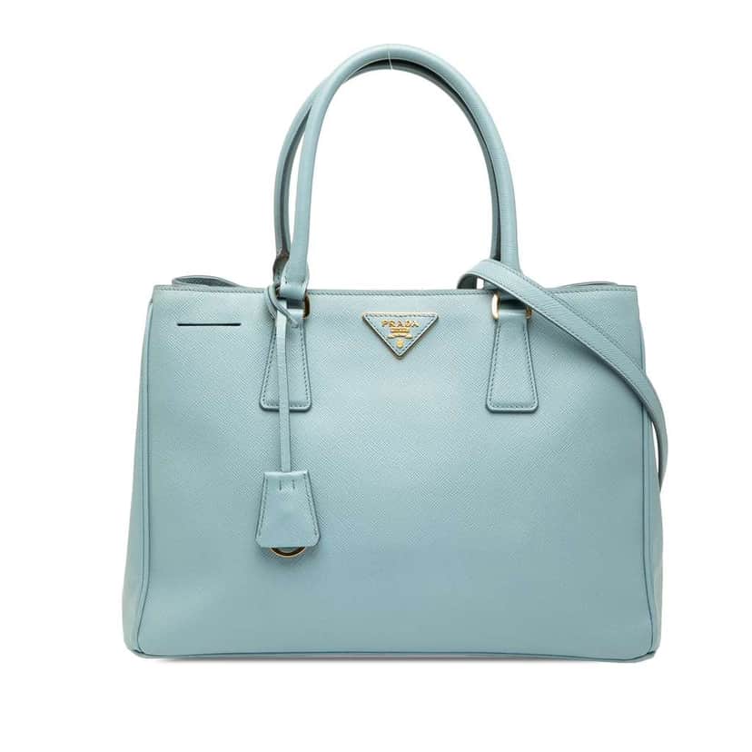 Prada Medium Saffiano Lux Galleria Satchel Blue Leather Very good condition - Front View