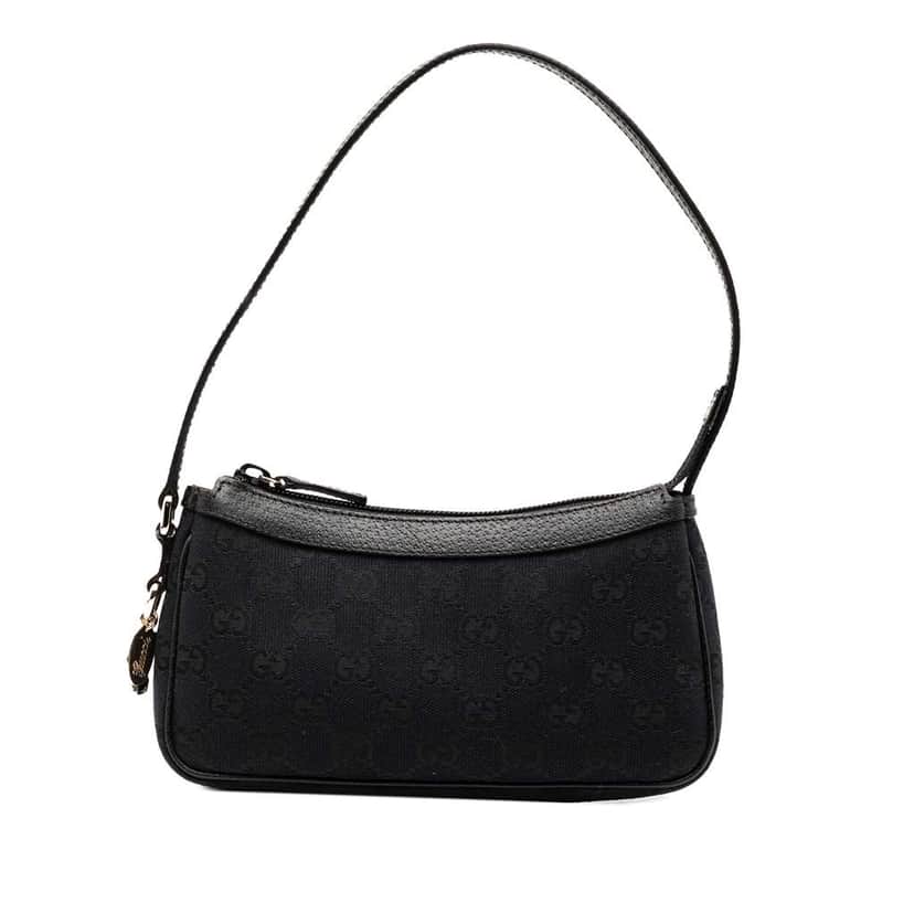 Gucci GG Canvas Shoulder Bag Black Canvas Good condition - Front View