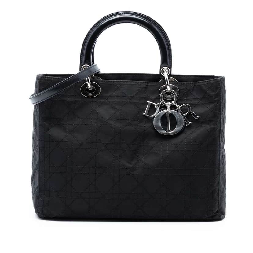 Dior Large Nylon Cannage Lady Dior Black Good condition - Front View