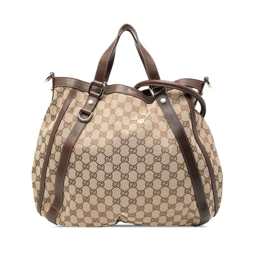 Gucci GG Canvas Abbey D Ring Convertible Satchel Brown Canvas Good condition - Front View