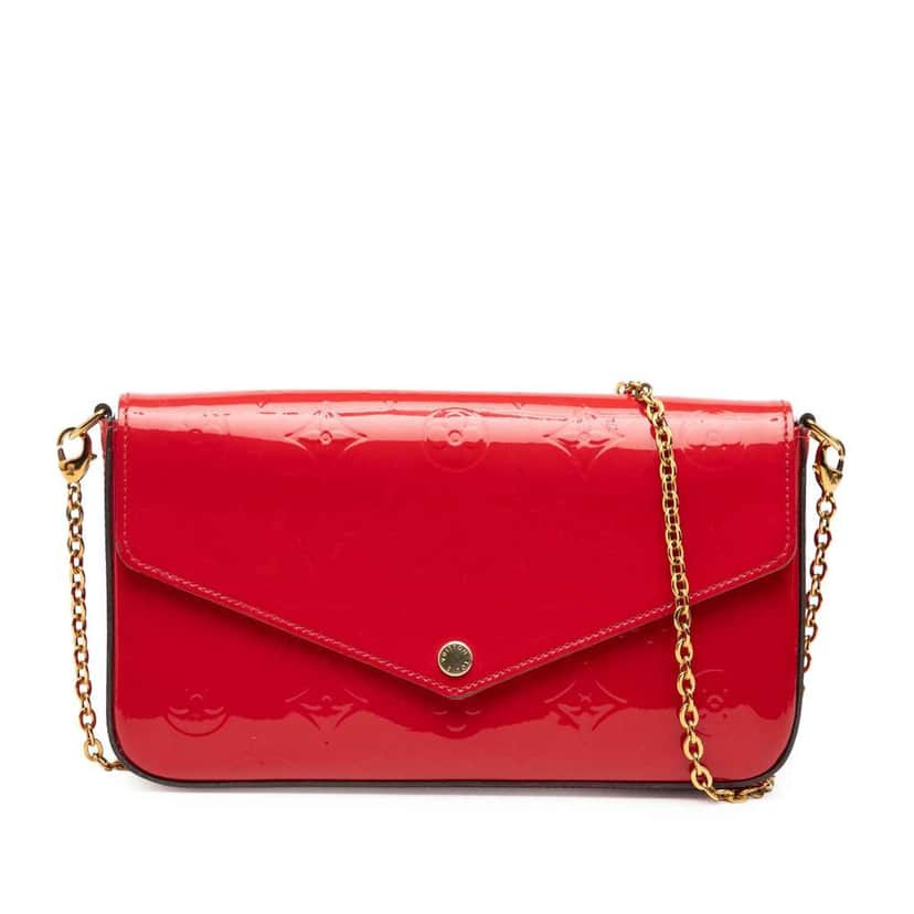 Louis Vuitton Monogram Vernis Pochette Felicie Red Leather Good condition - Front View