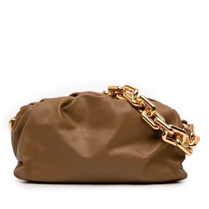 Bottega Veneta Lambskin Chain Pouch Brown Leather Very good condition - Front View
