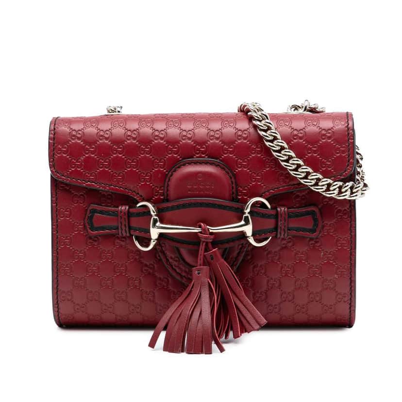 Gucci Mini Microguccissima Emily Crossbody Red Leather Good condition - Front View