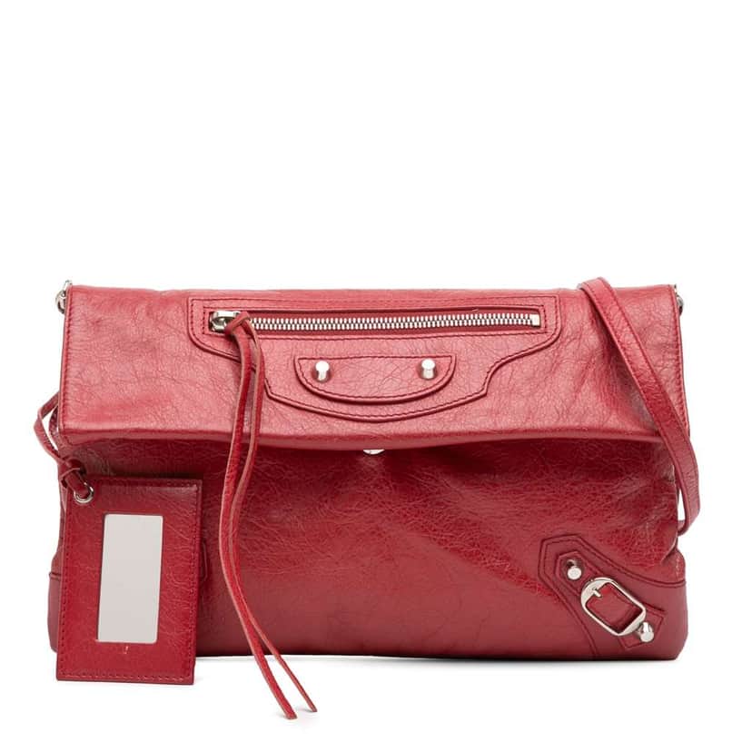 Balenciaga Lambskin Motocross Classic Envelope Crossbody Red Leather Good condition - Front View