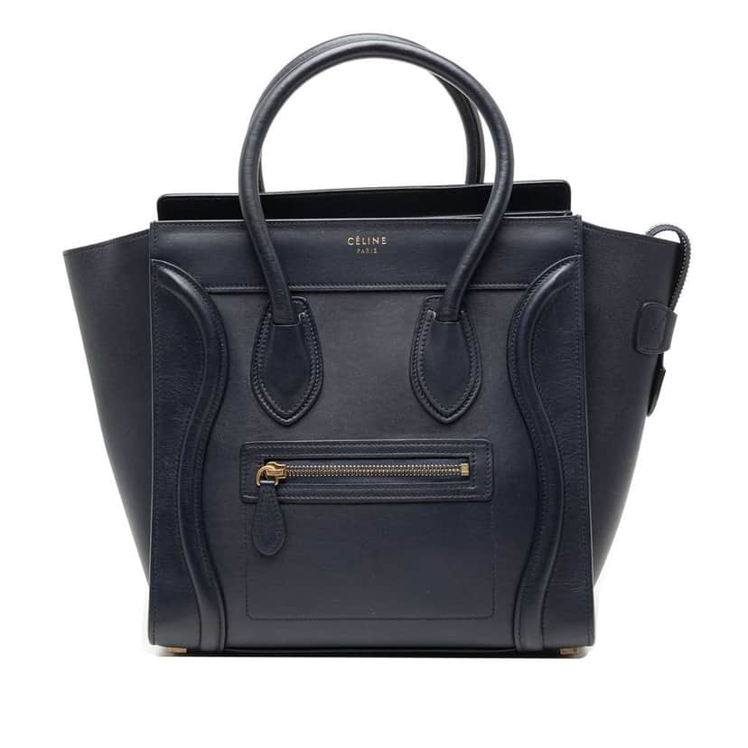 Celine Micro Leather Luggage Tote Blue Leather Good condition - Front View