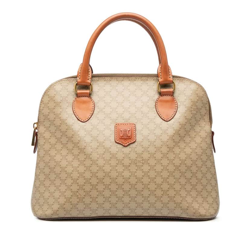 Celine Macadam Coated Canvas Dome Satchel Brown Canvas Good condition - Front View