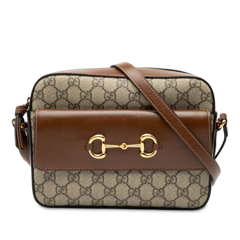 Gucci Small GG Supreme Horsebit 1955 Crossbody Brown Canvas Good condition - Front View