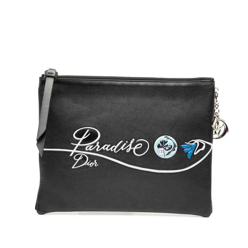 Dior Leather Diorissimo Voyageur Clutch Black Leather Good condition - Front View