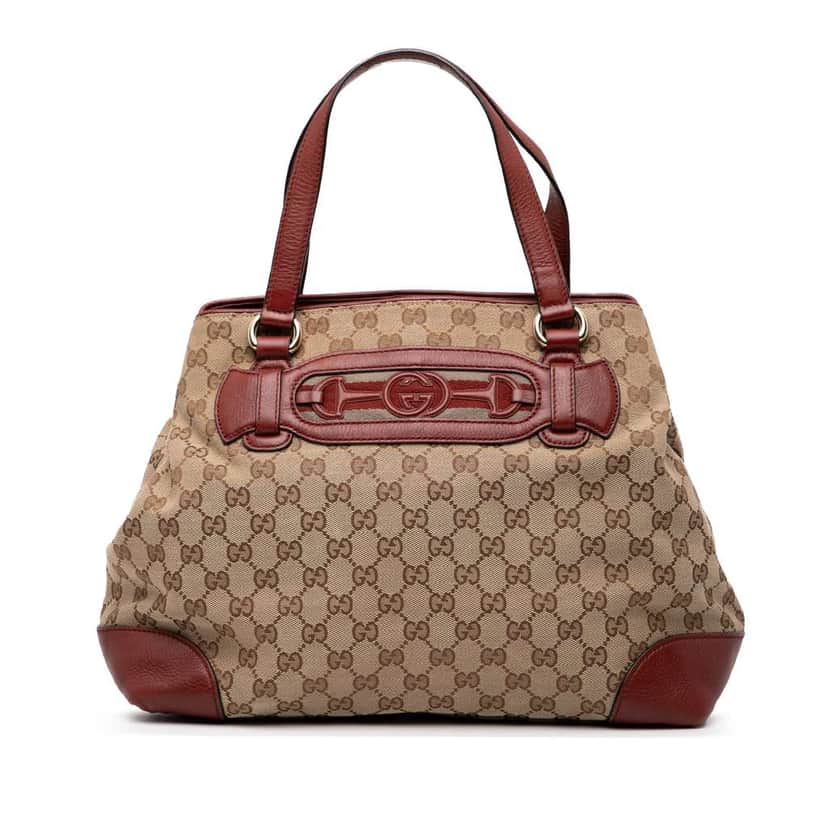 Gucci Medium GG Canvas Web Dressage Tote Brown Canvas Very good condition - Front View