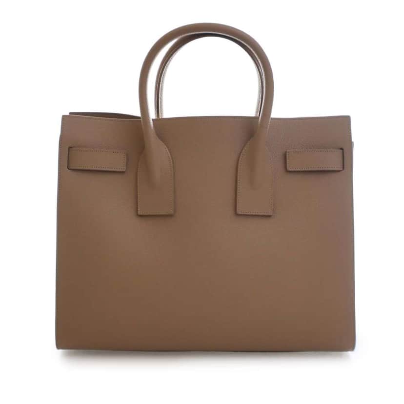 Saint Laurent Small Grained Calfskin Sac De Jour Satchel Brown Leather Good condition - Front View