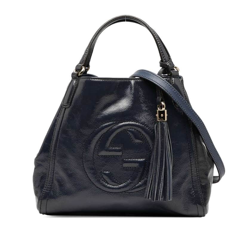 Gucci Small Patent Soho Satchel Blue Leather Good condition - Front View
