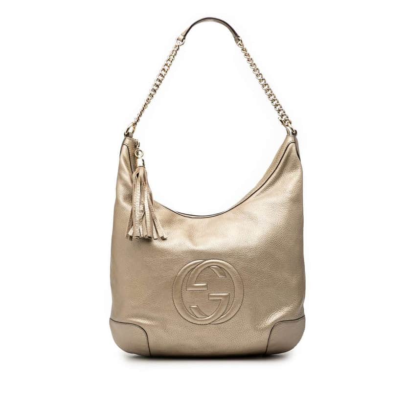 Gucci Metallic Leather Soho Shoulder Bag Gold Leather Very good condition - Front View
