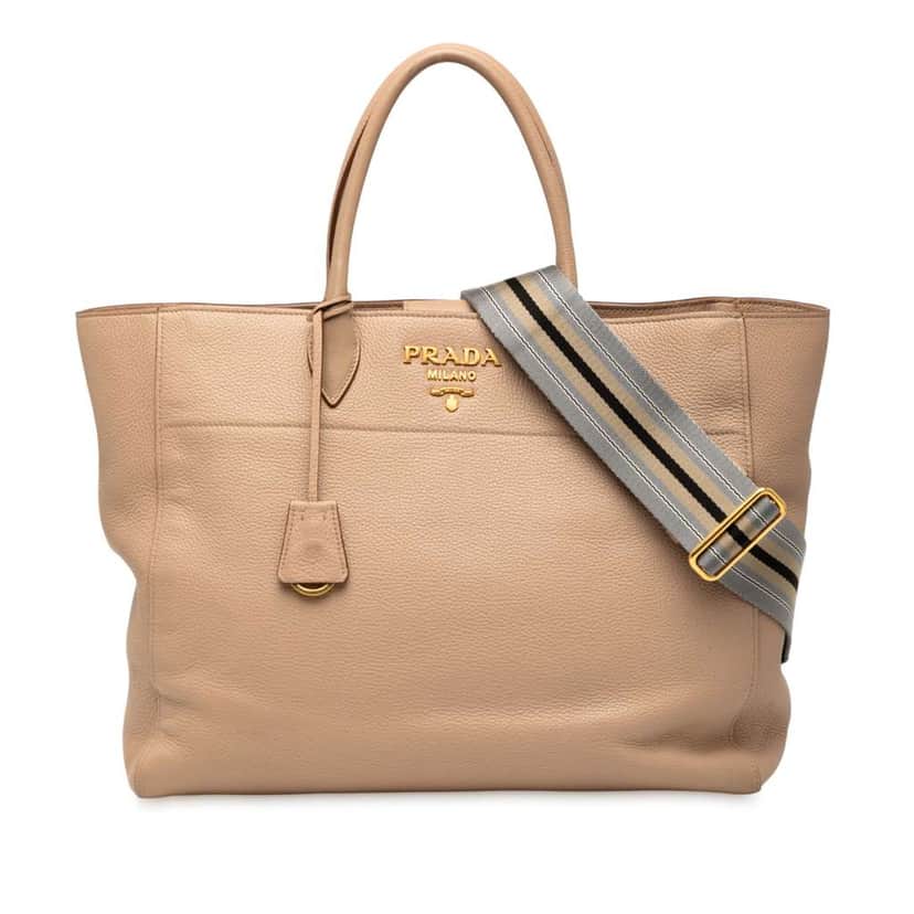 Prada Vitello Phenix Open Convertible Tote Brown Leather Very good condition - Front View