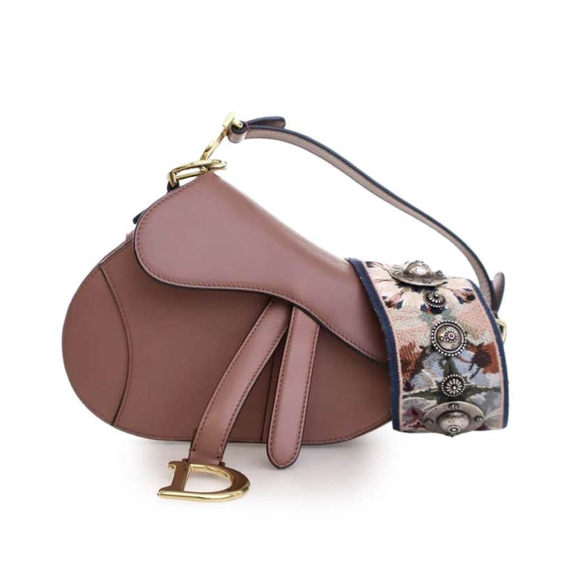 Dior Mini Smooth Calfskin Saddle Bag Brown Leather Good condition - Front View
