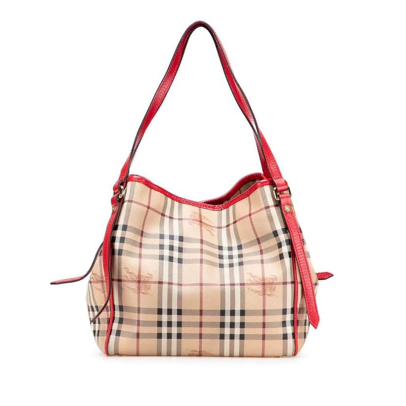 Burberry Small Haymarket Check Coated Canvas Canterbury Tote Brown Canvas Good condition - Front View