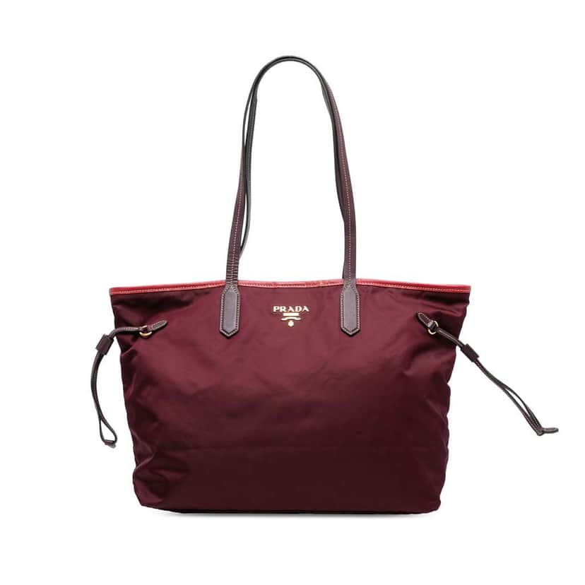 Prada Saffiano Trimmed Tessuto Tote Red Good condition - Front View