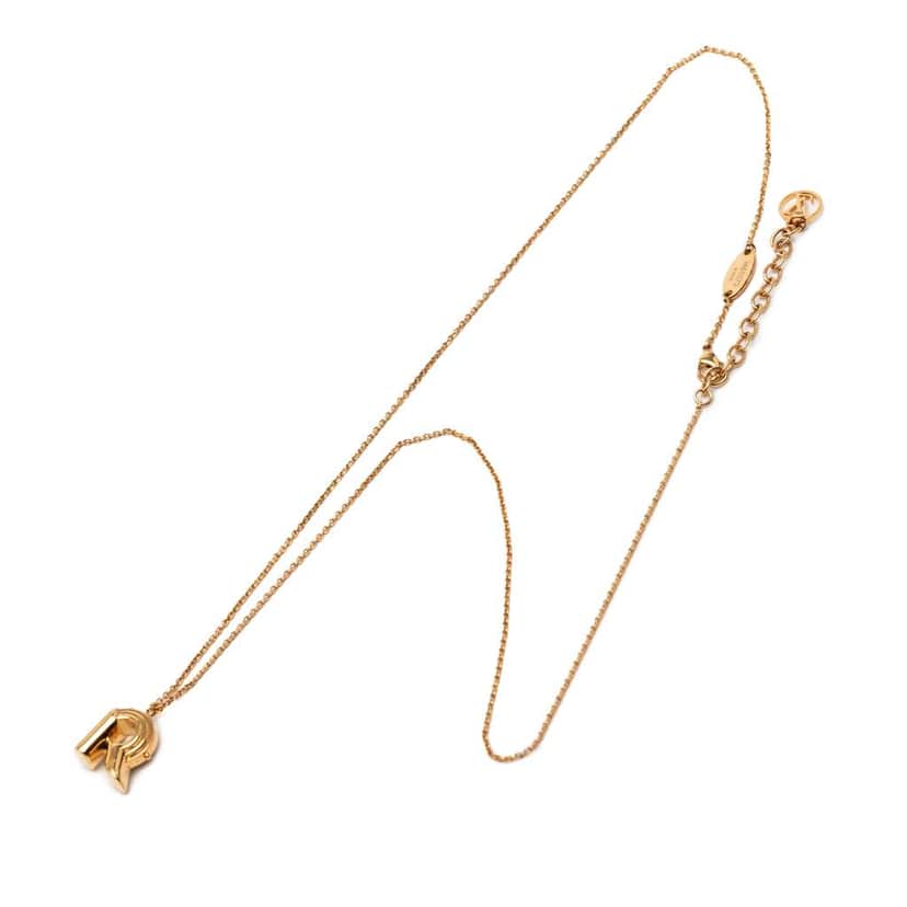 Louis Vuitton Gold Plated LV and Me Letter R Pendant Necklace Gold Metal Good condition - Front View