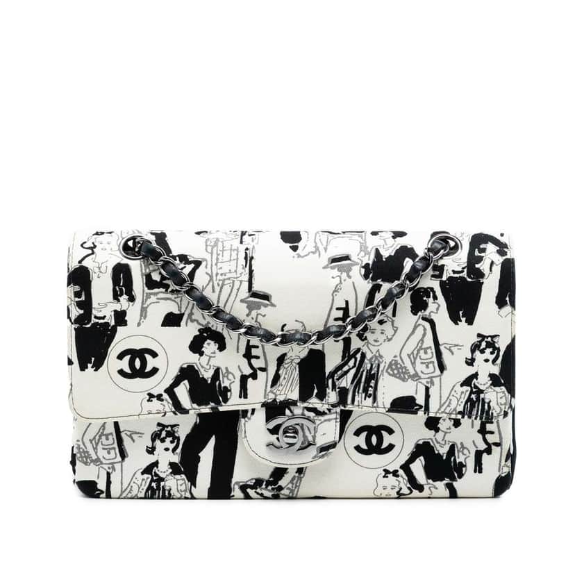 Chanel Medium Classic Canvas Coco Mademoiselle Double Flap White Canvas Good condition - Front View